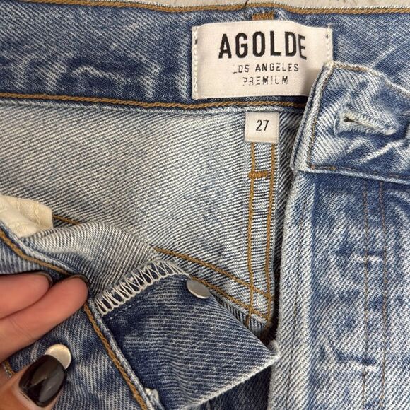 Women's Blue Jeans AGOLDE - Size 27 Straight Leg - WORN ONCE - Cut Ankle - Picture 3 of 4